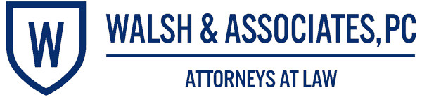 blue shield with W inside next to Walsh & Associates, P.C. Attorneys at Law