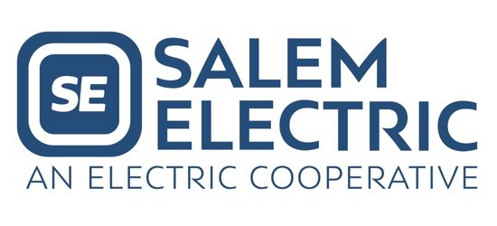 Salem Electric Logo An electric coop dark blue letters on white