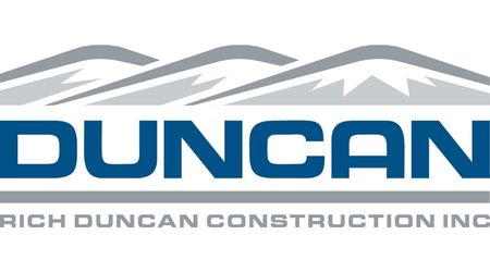 Rich Duncan Construction Inc. Logo - 3 mountains in shades of gray - with dark teal blue DUNCAN